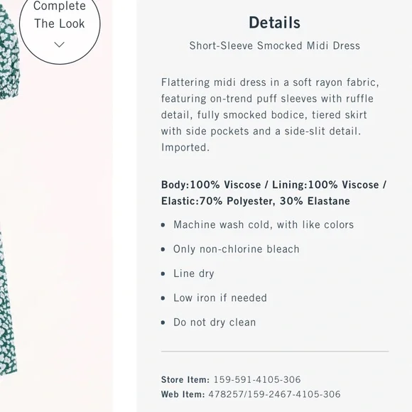 Abercrombie & Fitch Women’s Green Floral Print Short-Sleeve Smocked Midi Dress - Picture 7 of 10